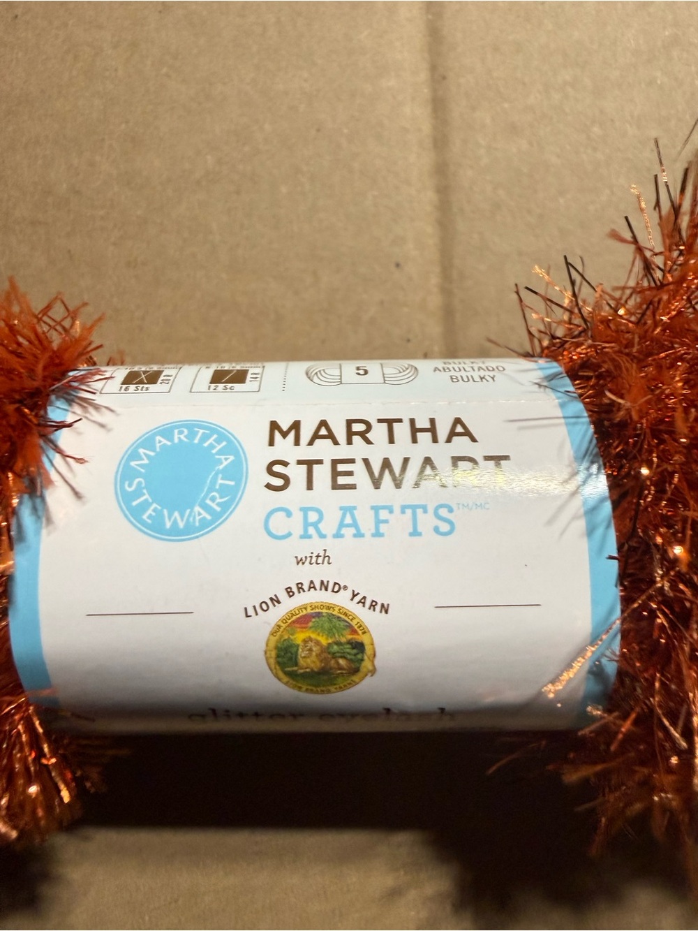 Lion Brand Martha Stewart Crafts Glitter Eyelash Yarn Lot of 14 Orange Topaz - Picture 2 of 8